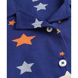 Babyhug Cotton Knit Half Sleeves Shirt & Shorts Co-ord Night Suit with Star Print - Navy Blue