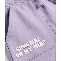 Babyhug Terry Knit Mid Thigh Shorts With Text Print - Lavender