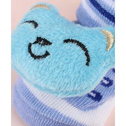 Cute Walk by Babyhug Sock Shoes with Bear Applique - Light Blue