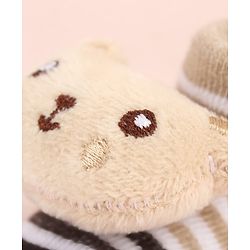 Cute Walk by Babyhug Ankle Length Socks Shoes With Panda Applique & Stripes - Multicolour