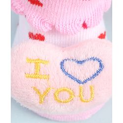 Cute Walk by Babyhug Socks Shoes With Hearts Applique - Pink