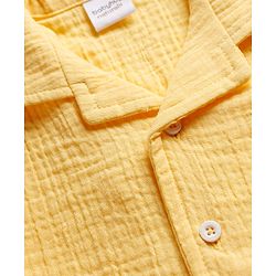 Babyhug Cotton Woven Shirt Half Sleeve Resort Collar Solid Yellow 9-12 Months