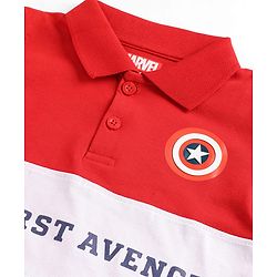 Babyhug Marvel Cotton Knit Polo T-Shirt with Avengers Graphic Half Sleeves Multi Color 9-12 Months