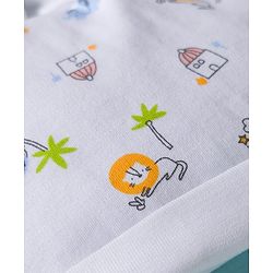 Babyhug 100% Cotton Interlock Knit Cap With Animal Print Pack of 2 White- Diameter 15 cm