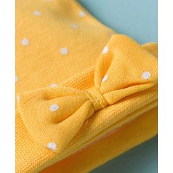 Babyhug 100% Cotton Interlock Knit Polka Dots & Floral Printed Caps With Bow Applique Pack Of 2 Multicolor - Diameter 16.5 cm