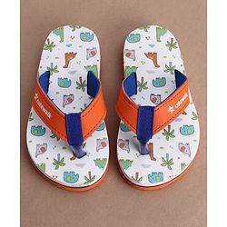 Cute Walk by Babyhug Slip On Flip Flops with Dino Print - White