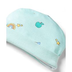 Babyhug 100% Cotton Knit Bear Printed Cap Mittens & Booties Set Multicolor - Diameter 10 cm