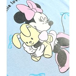 Babyhug Disney 100% Cotton Knit Half Sleeves T-Shirt & Shorts Night Suit With Minnie Mouse Graphic - Light Blue