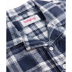 Babyhug Cotton Woven Half Sleeves Shirt & Pyjama Night Suit Print with Checks - Navy