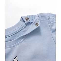 Babyhug Disney 100% Cotton Knit Full Sleeves T-Shirt & Pyjama Night Suit With Marie Graphics - Light Blue