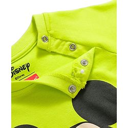Babyhug Disney Raglan Half Sleeves Romper & Cap With Mickey Mouse Graphics - Green