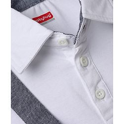 Babyhug Single Jersey Knit Half Sleeves Solid Polo T-Shirt & Shorts Set - White & Grey