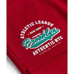 Babyhug Cotton Terry Knit Jogger Fit Track Pant with Cargo Pocket & Brooklyn Text - Red