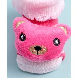 Cute Walk by Babyhug Socks Shoes With Bear Applique - Multicolor