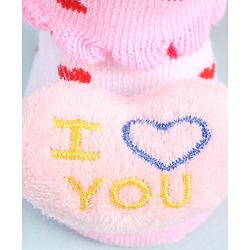 Cute Walk by Babyhug Socks Shoes with Heart Design & Applique - Multicolor