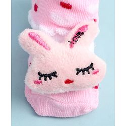 Cute Walk by Babyhug Ankle Length Socks Shoes With Bunny Applique - Multicolor