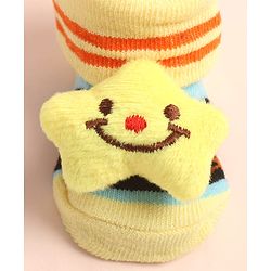 Cute Walk by Babyhug Sock Shoes with AbC Design & Star Applique - Multicolor