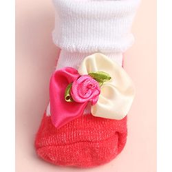 Cute Walk by Babyhug Sock Shoes with Floral Applique - Multicolor
