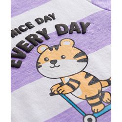 Babyhug Cotton Knit T-Shirts Half Sleeves Striped with Graphics Multi Color 6-9 Months