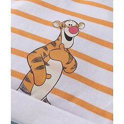 Babyhug Interlock Knit Striped Baby Caps with Winnie The Pooh & Tigger Print Pack of 2 Yellow & Dark Orange - Diameter 15 cm