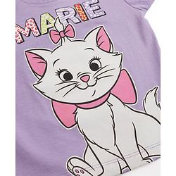 Babyhug Disney Single Jersey Knit Half Sleeves T-Shirt & Shorts Night Suit with Marie Graphics - Lilac