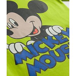Babyhug Disney Single Jersey Knit Full Sleeves Pyjama Night Suit with Mickey Mouse Graphics - Limegreen