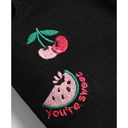 Babyhug Denim Mid Thigh Tropical Theme Embroidered Skirt With Stretch - Black