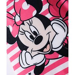 Babyhug Disney Sleeveless V Cut Swimsuit with Frill Design & Minnie Mouse Print - Pink