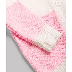 Babyhug Knit Full Sleeves Striped 4 Piece Sweater & Pant Set With Cap & Booties - Pink