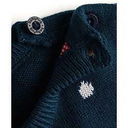 Babyhug Knitted Full Sleeves Sweater Set With Snowman Design - Navy Blue