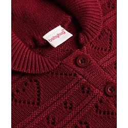 Babyhug Knitted Full Sleeves Sweater Set - Wine