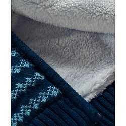 Babyhug Knit Full Sleeves Hooded Sweater With Floral Design - Navy Blue