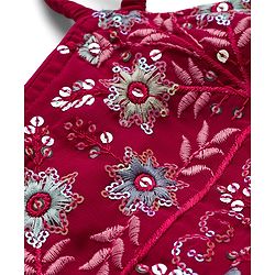 Babyhug Georgette Woven Sleeveless Floral Embroidered Kurti & Sharara Set With Dupatta - Fuchsia