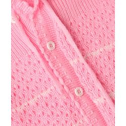 Babyhug Knit Full Raglan Sleeves Hooded Sweater Set with Booties - Pink