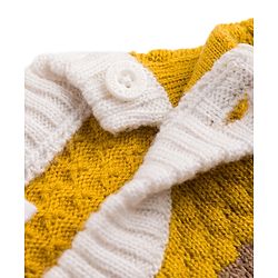 Babyhug Knit Full Sleeves Colour Block Striped Sweater Set- Mustard