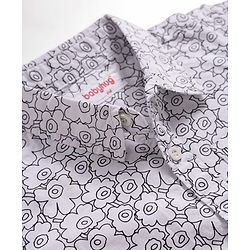 Babyhug Cotton Woven Half Sleeves Shirt & Denim Shorts Set With Floral Print - Multicolor