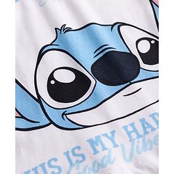 Babyhug Disney Single Jersey Knit Full Sleeves T-Shirt & Pyjama Night Suit with Stitch Graphics - White