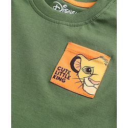 Babyhug Disney Cotton Knit T-Shirt Half Sleeve Round Neck with Lion King Graphic Green 6-9 Months