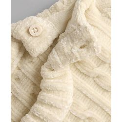 Babyhug Knit Full Sleeves Solid Colour Pullover with Cable Knit Design - White