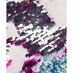 Babyhug Knit Extra Soft Hairy Eyelash Yarn Full Sleeves Unicorn Reverse Sequinned Pullover Sweater - Pink