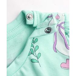 Babyhug 100% Cotton Knit Half Sleeves T-Shirt & Pyjama Co-ord Night Suit with Duck Print - Sea Green