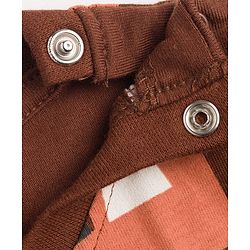 Babyhug Cotton Knit Full Sleeves Co Ord T-Shirt & Pyjama Night Suit Space Print - Brown