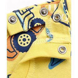 Babyhug Cotton Knit Full Sleeves T-Shirt & Pyjama Co-Ord Night Suit With JCB Print - Yellow