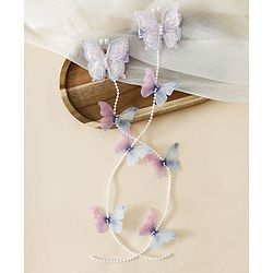 Babyhug Free Size Bow & Butterfly Clips - Purple