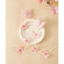 Babyhug Free Size Bow & Butterfly Clips - Pink