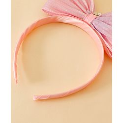 Babyhug Bow and Tiara Applique Hair Band- Pink