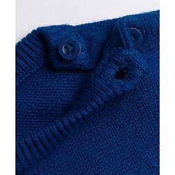 Babyhug Knit Full Sleeves Tiger Embroidered Sweater Set - Navy Blue