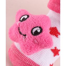 Cute Walk by Babyhug Fabric Socks Shoes With Large Star Applique - Pink