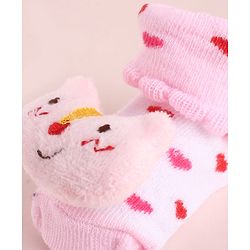 Cute Walk by Babyhug Fabric Socks Shoes With Large Hello Kitty Applique - Pink