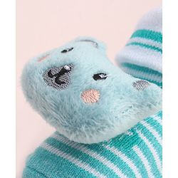 Cute Walk by Babyhug Socks With Large Bear Applique - Aqua